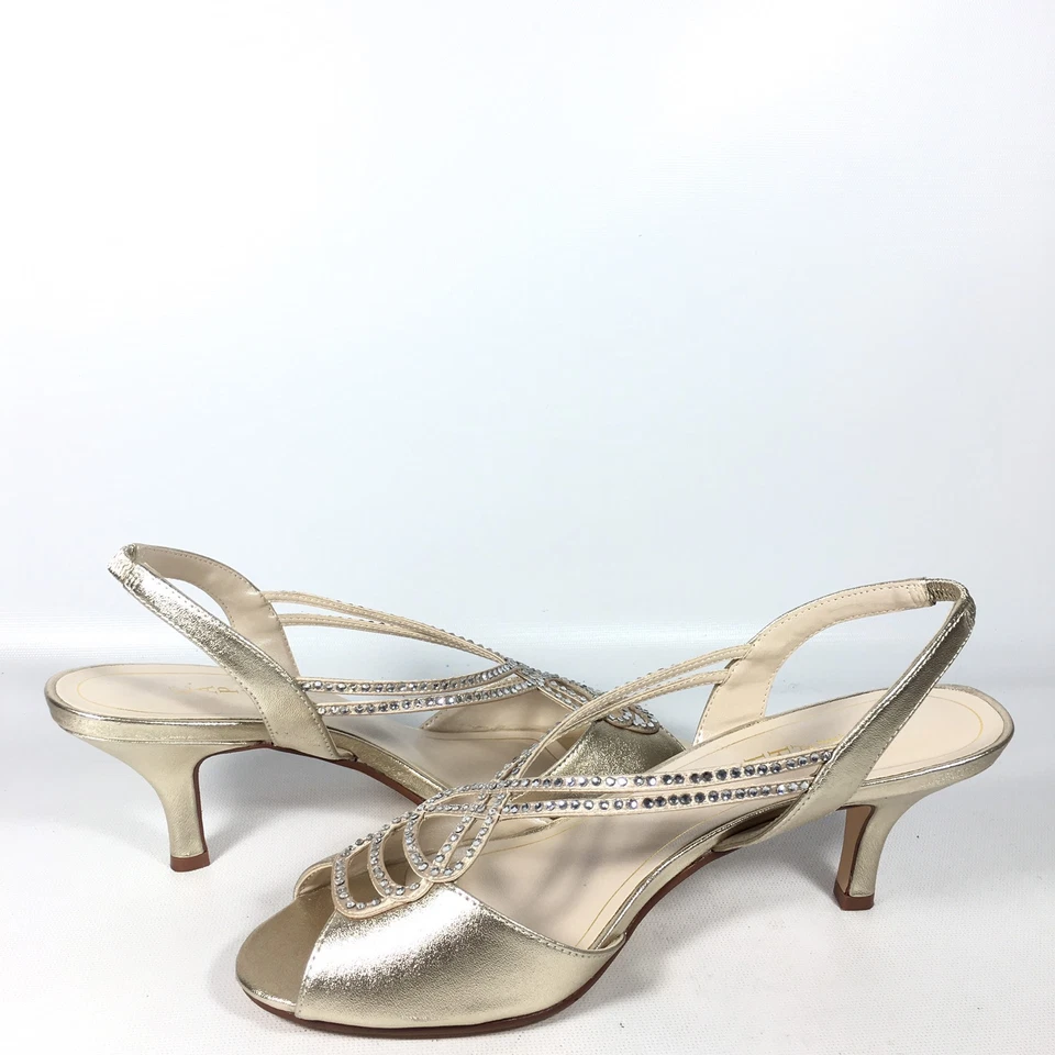 Zapatos de tacón Caparros Philomena para mujer talla 8,5 M dorado metálico con cordones Foto 3 de 4