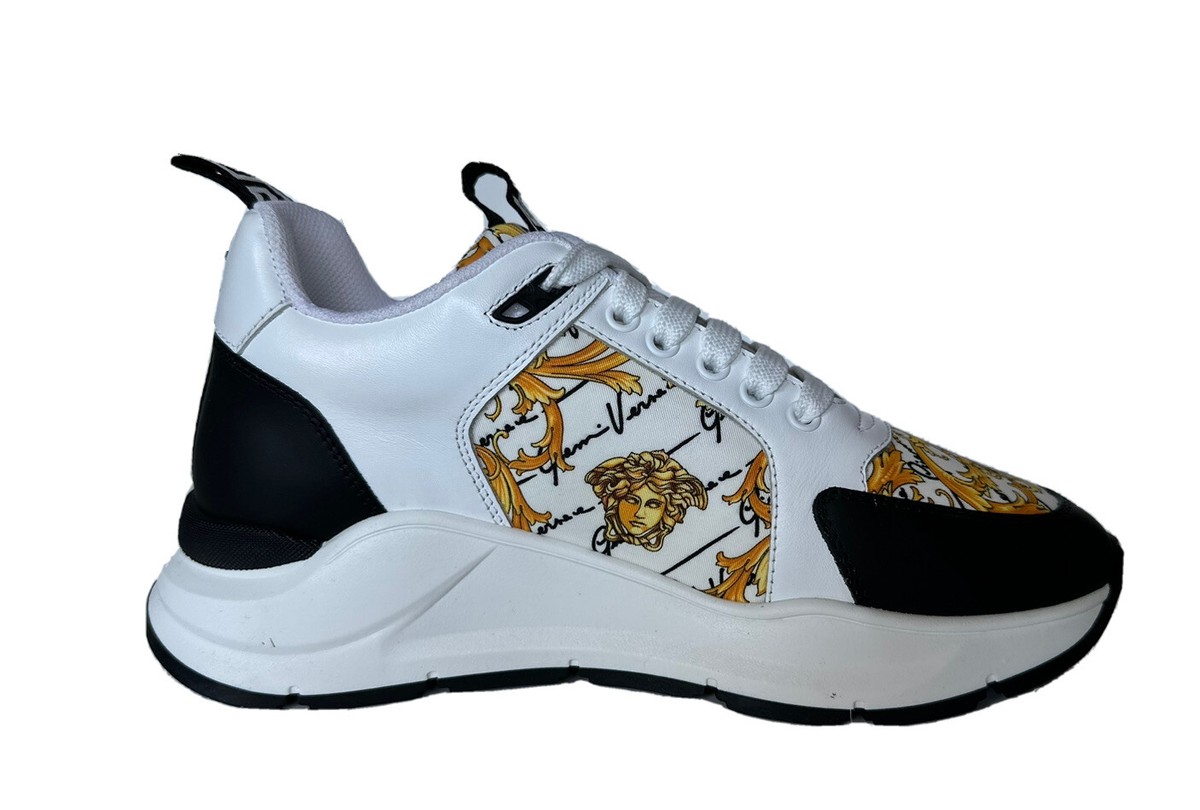 VERSACE★素敵!Mens Baroque Print White Sneakers NIB $950 VERSACE Baroque Print White Sneakers Size 6 US (39