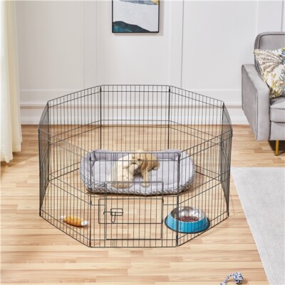 Topeakmart 8-Panel Metal Pet Playpen – 24" Foldable Fence For Puppies & Small Animals