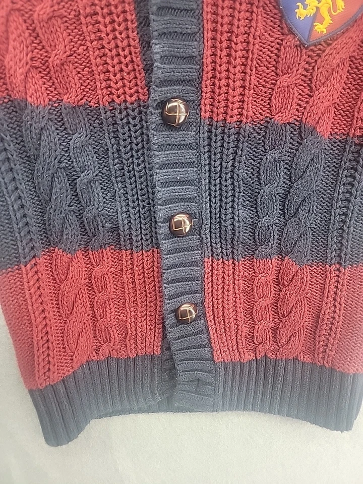 Cárdigan tejido Tommy Hilfiger vintage suéter a rayas escudo juvenil niño mediano Foto 4 de 4