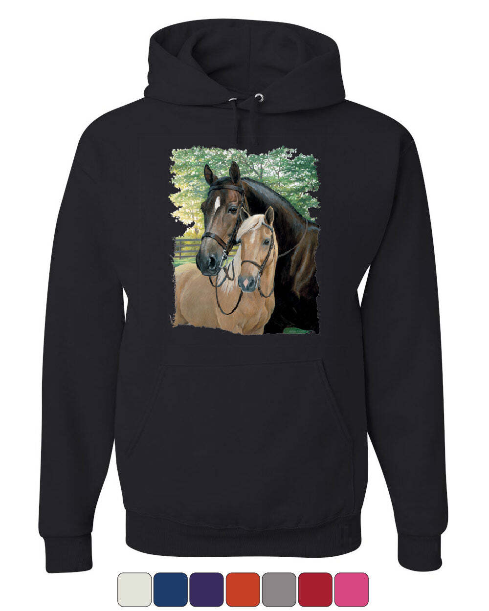 PONY Coppia Cavalli Felpa con Felpa con Felpa con Felpa con Cappuccio Mustang Cavallo Cavallo