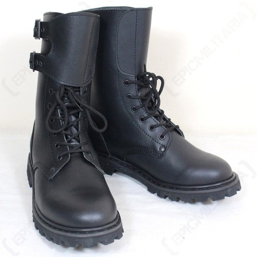 Botas con Hebilla Ranger del Ejército Francés de Cuero Negras - Hombres Combate Militar Nuevos Zapatos - Imagen 3 de 5