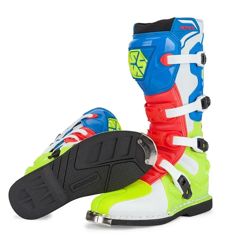 Racing Motorcycle Long Shoes Men Off-road Motocross Boots Riding Sports Rider - Image 2 of 4