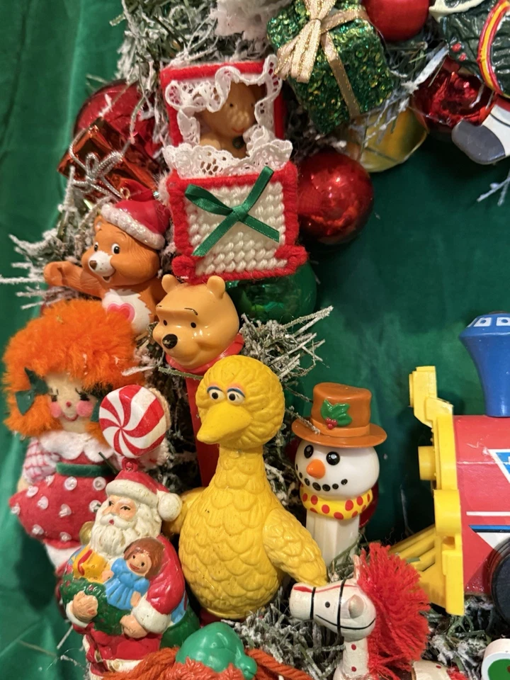 "Guirnalda kitsch navideña vintage de 17,5"" años 80 cuidado infantil oso Santa Garfield CPK Foto 3 de 4