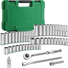 SK 1/4" Drive Socket Set with 216-P Quick-Release Ratchet, 50-Piece, SAE & Metri