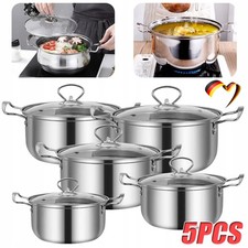 Topfset Kochgeschirr Induktion Kochtopf Set, Edelstahltopf Töpfe mit Glasdeckel