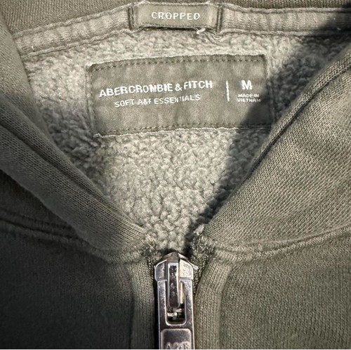 Abercrombie & Fitch Herren Cropped Essential Full-Zip Hoodie - Grün/Khaki Gr. M - Bild 3 von 4