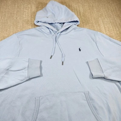 Polo Ralph Lauren Hoodie Men XXL Light Blue Soft Cotton Fleece Sweatshirt - Image 1 of 4