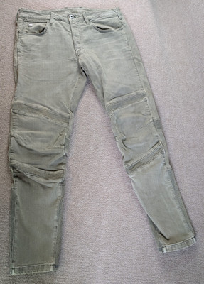 G-Star Raw Motac 3D Slim Jeans Mens 33x29 Olive Moto Button Fly Biker Tapered