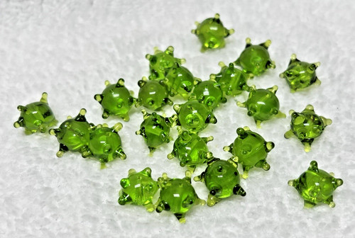 22 Vintage Art Glass Beads Chartreuse Geen Sputnik Bumpy Round 1/2"