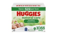 HUGGIES NATURAL CARE SENSITIVE BABY WIPES, FRAGRANCE FREE 17 PK, 1088 WIPES