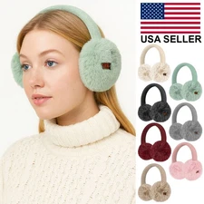 C.C Exclusive Women Solid Faux Mink Fur Knitted  Earwarmer Earmuff Headband