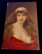 Sensual Woman Art Portrait Postcard Red Dress TUCKS Asti Series 295 Juliet
