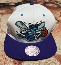 Mitchell & Ness Charlotte Hornets Snapback Hat White Purple