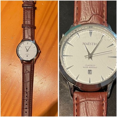 Maestro Classico Men s Watch -Silver Case -Brown Leather Strap - New No Tags