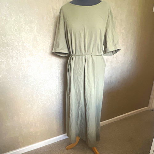 SHEIN Petite L Light Green Short Sleeve Belted Tie Waist Dress