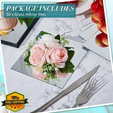 Soaoo 30 Pcs 6" Square Mirror Tiles Mosaic Glass for DIY Crafts Decor