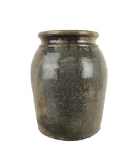 Antique Alkaline-Glazed Stoneware Jar 10" Unmarked
