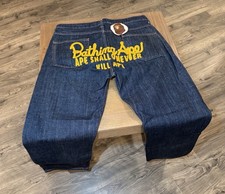 A Bathing Ape Raw Denim Jeans Blue Embroidere...