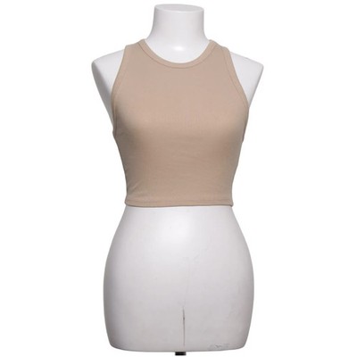 Zara, Tank­top, Größe: S, Beige, Baumwolle/Elasthan, Streifen, Rippenstrick #srL
