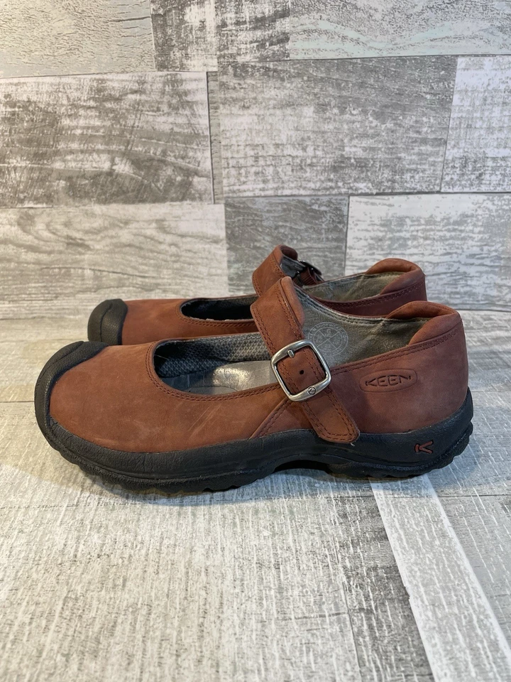 Keen Mary Jane Shoes Light Brown Nubuck Buckle Strap Size 6 Excellent Condition - Image 3 of 4