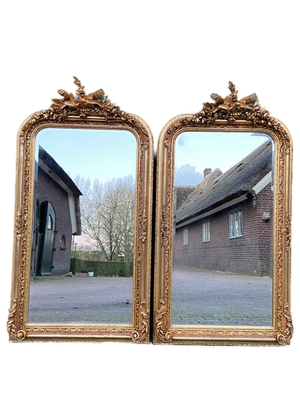 Mirrors Pair French Louis XVI Gold Ornate Vintage Full Length