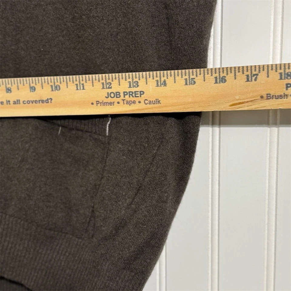 Cárdigan suéter SISLEY 80 % lana M marrón oscuro costuras en contraste parches en el codo Foto 4 de 4