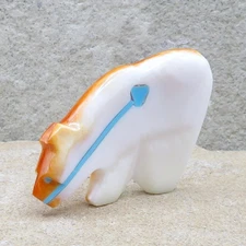 Zuni Fetish-Native American Animal Carving-Spiny Oyster BEAR-Kenric Laiwakete