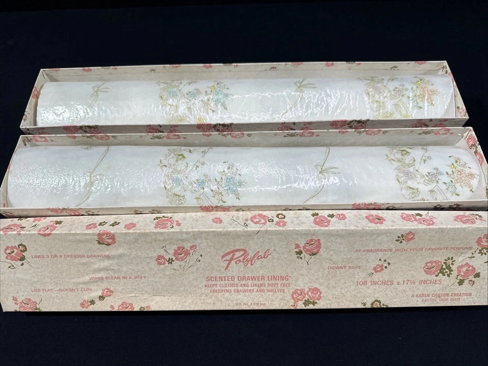 Forro de cajón vintage Karen Carson POLYFAB perfumado patrón mariposa 690 2 cajas Foto 2 de 4