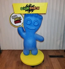 BLUE 45" Sour Patch Kids Character Candy Store Display with Tray, Rolling Wheels