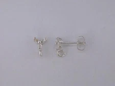 Round Three Stone Cluster with Loop Earring Setting Sterling Silver