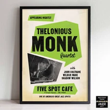 Thelonious Monk - John Coltrane jazz poster - Five Spot Cafe - 1957