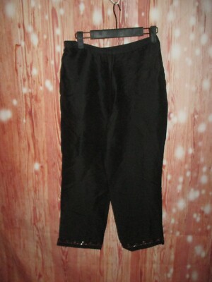 Olsen Seidenhose Caprihose schwarz rotpinke Stäbchen & Perlen Grösse 36