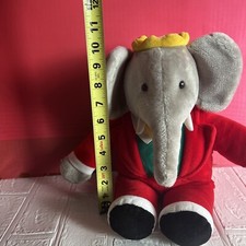 1988 Babar The Elephant by Gund in Velour Christmas Suit Plush Toy, 14"