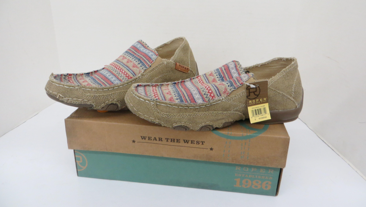 Roper Daisy Driving Moc Southwest Wrapped Slip On Loafer Women