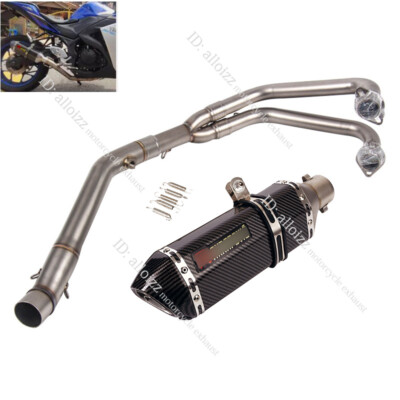 For Yamaha YZF R3 2015-25 MT-03 2016-25 Exhaust Muffler Front Pipe Carbon Paint