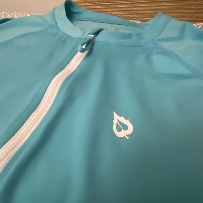 BALEAF Women s Sz L 1/4 Zip Pullover Long Sleeve Shirt Aqua Blue UPF 50+ Swim