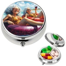 Two old ladies 3-Compartment Travel Portable Pill Box Pocket Size