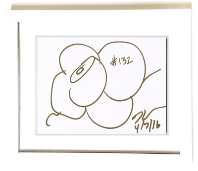 JEFF KOONS 2016 Unique SIGNED DATED Flower Gold Marker on Paper Framed