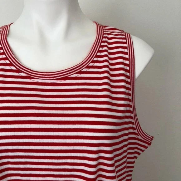 Regata nova com etiquetas Jones New York JNY Admiral vermelha branca 100% algodão listrada pequena P - Imagem 2 de 4