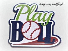 CRAFTECAFE BASEBALL TITLE premade paper piecing scrapbook diecut piece WOLFFEY5