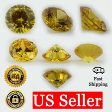 Loose Round Cut Citrine CZ Stone Single Yellow Cubic Zirconia Birthstone Shape