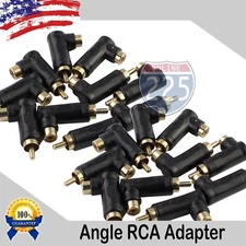 20 Pack Gold-Plated RCA Long Right Angle Adapters Male to Female 90° Angle USA