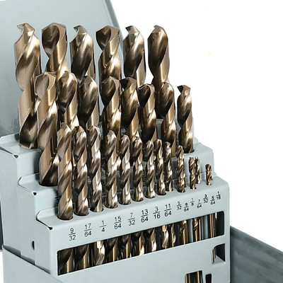 COMOWARE Cobalt Drill Bit Set- 29Pcs M35 High Speed Steel Twist Jobber Length fo