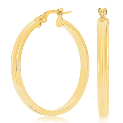 Italienische 14k Gelbgold poliert konkave mittlere hohle Creolen 1,2'' 2,1g