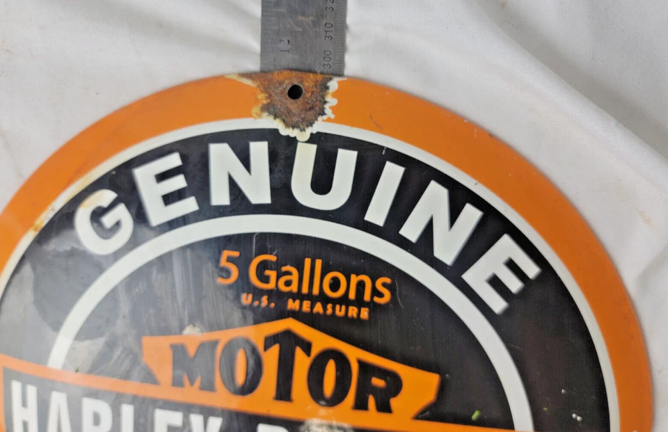 DE COLECCIÓN GENUINO HARLEY DAVIDSON PORCELANA LETRERO BOMBA PLACA GASOLINERA ACEITE Foto 4 de 4