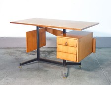 ⚜️ SCRIVANIA SCRITTOIO DESIGN ITALIA EPOCA 1950S VINTAGE TAVOLO CASSETTI LEGNO