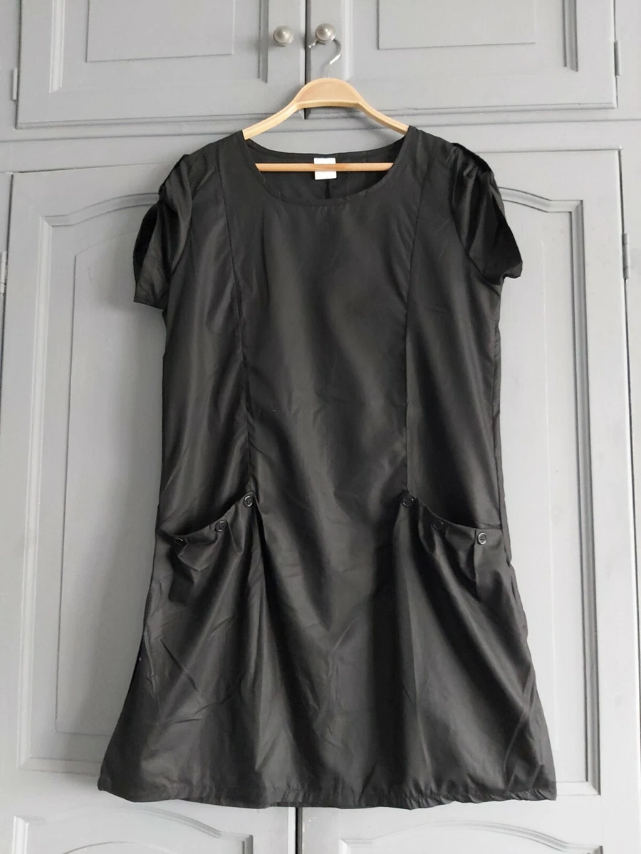 Women Dress size L Black Cotton Knee Length Shift dress with pockets used