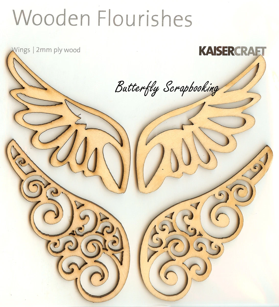 Alas, adornos de madera con flores KAISERCRAFT, NUEVO - FL346