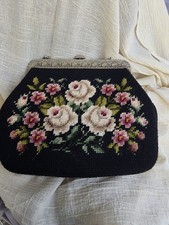 Vintage Beautiful 50's-60's Tapestry Rose Handbag